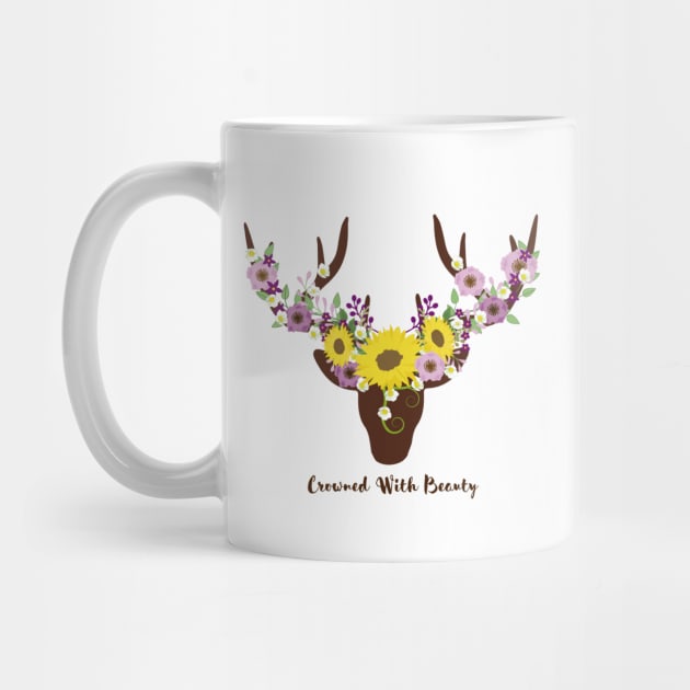 Crowned With Beauty Deer Antler Sunflower by Animal Specials